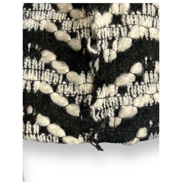 POL Black White Tweed Relaxed Crop Blazer Jacket Zig zag corpcore - Picture 8 of 10